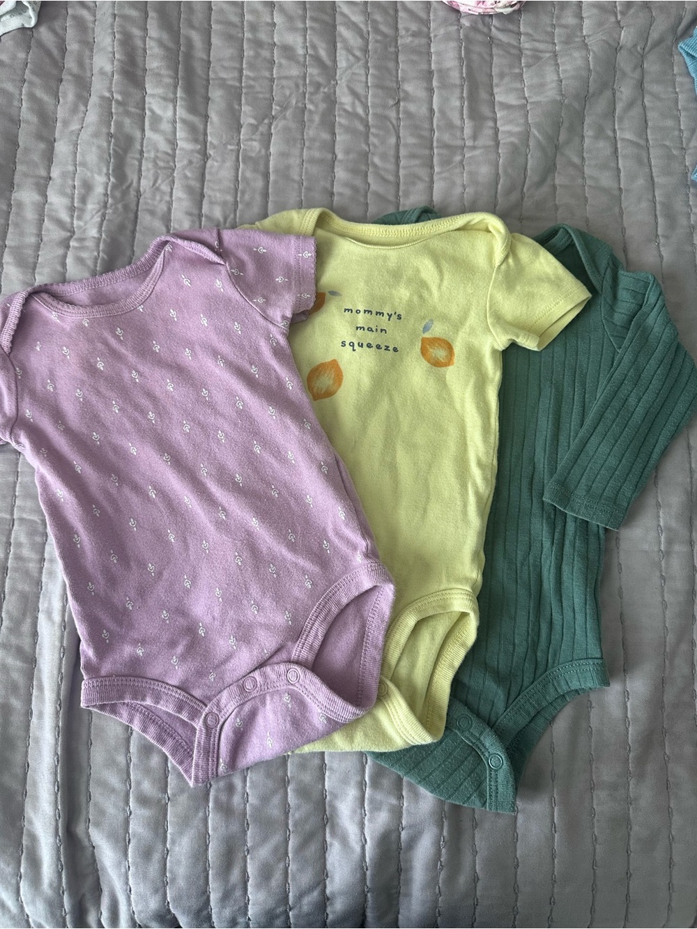 Carter's 3-Pack Baby One-Pieces in Lavender, Yellow and Green